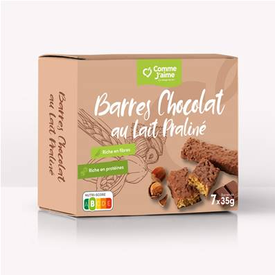 Barres chocolat au lait praliné