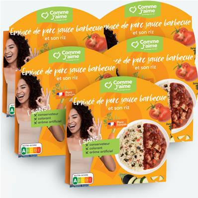 Pack 5 plats  ÉMINCÉ DE PORC SAUCE BARBECUE