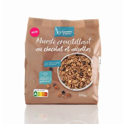 Muesli croustillant au chocolat et noisettes