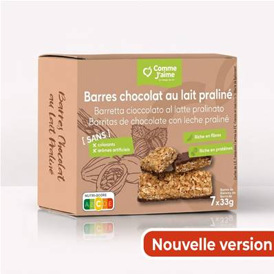 Barres chocolat au lait praliné