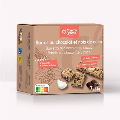 Barres au chocolat et noix de coco